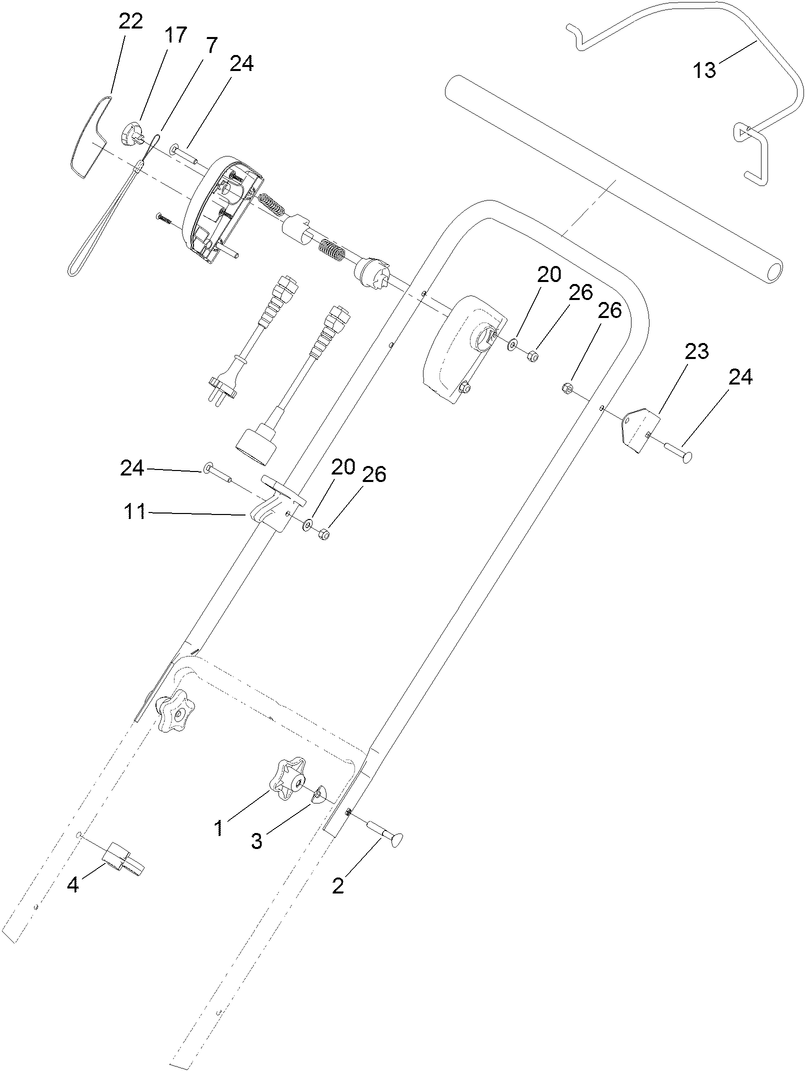 Handle Assembly Diagram and Parts List for 38303 318000001 - 318999999 Lawn Boy Snow Blower